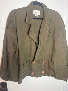 Vintage 90’s Flax by Jeanne Engehart Double-Breasted 100% Linen Blazer
